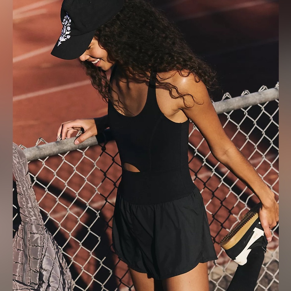 Free people movement romper righteous Runsie black womans NWOT - Picture 2 of 9